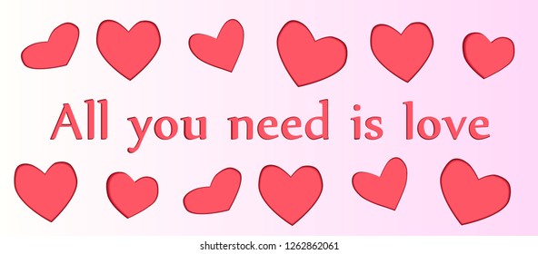 Valentine's day papercut banner for social networks