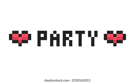 Valentine's Day Party 8-bit items, Valentine's Day Pixel Design.