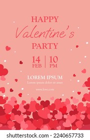 valentines day party banner with confetti hearts design