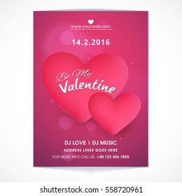 Valentine's Day Party Celebration Flyer, Banner, Pamphlet or Invitation with splash in Heart shape.