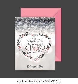 Valentine's Day Party Celebration Flyer, Banner, Pamphlet or Invitation with splash in Heart shape.