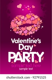 Valentine`s day party design with lips and place for text