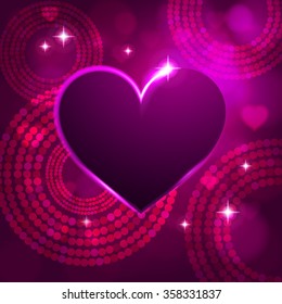 Valentine's day party design with neon heart. February 14. Vector.