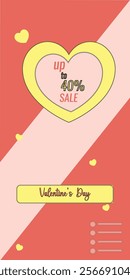 Valentine's Day Party Design Set. Modern Creative  Hearts and Love Typography for Advertising, Social Media, Posters, Banners, Covers.  Background in yellow ,Orange, 