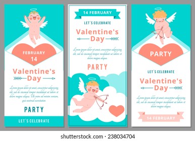 Valentine`s Day Party. Design templates.  Vector illustration.