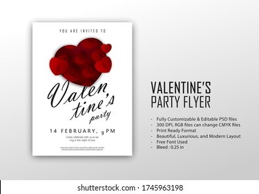 Valentine's Day party flyer. Beautiful backdrop with a pool of love. Invitation to nightclub.Vector illustration - Vector