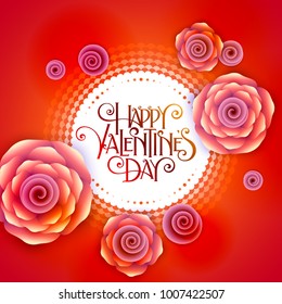 Valentines Day party flyer with hand made lettering. Vector illustration.