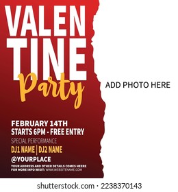 Valentine's day party flyer poster social media post design