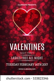 Valentines Day Party Flyer. Typography flyer invitation vector illustration.