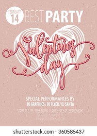 Valentines Day Party Flyer. Vector illustration EPS10