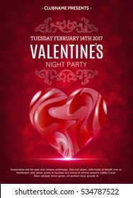 Valentines Day Party Flyer. Vector illustration EPS10. Caramel Heart.