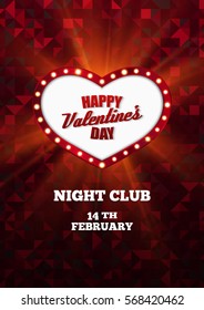 Valentines Day Party Flyer. Vector illustration.