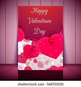 Valentines Day Party Flyer. Vector illustration.