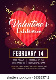 Valentines Day party invitation card design.