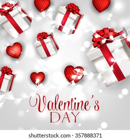Valentine's Day Party Invitation with hearts an garland.