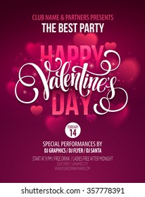 Valentines Day Party Poster Design. Template Of Invitation, Flyer, Poster Or Greeting Card. Vector Illustration EPS10