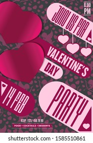 Valentine's Day Party Poster, Flyer. Vector illustration