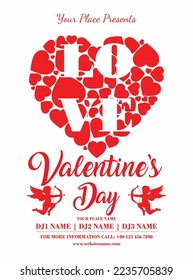 Valentine's day party poster flyer or social media post template design