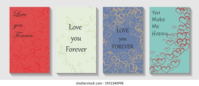 Valentines Day party poster mockup. Overlapping Heart Shapes Background. Valentin`s Day card with hearts