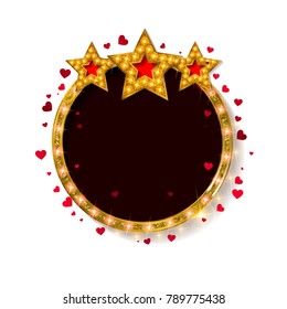 Valentine's day party. Retro light banner.Valentine's card. Vector illustration. Vintage banner on white background.