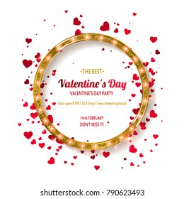Valentine's day party. Retro light banner.Valentine's card. Vector illustration. Vintage banner on white background.