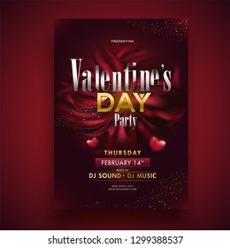 Valentine's Day party template or invitation card design with time, date and venue details.