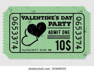 Valentine's Day party ticket. Vintage style