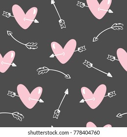 Valentine's Day pattern with arrows and hearts.