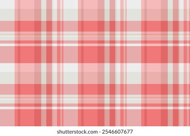 Dia dos Namorados verificação de fundo padrão, suave vetor tartan sem emenda. Tecido completo xadrez textura têxtil na paleta de cores claras e brancas.