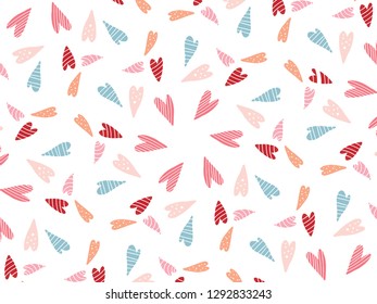 Valentine's Day Pattern Background with Hearts Vector.