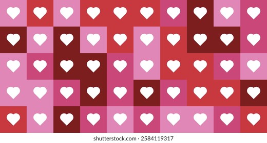 Valentine's Day pattern background in modern trendy geometric style.
