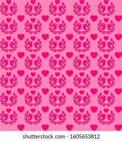 Valentine's Day pattern with birds, simple vector design element