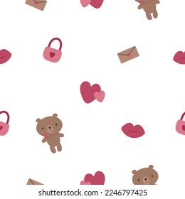 Valentine's day pattern. For card, posters, banners, printing on the pack, clothes, fabric, wallpaper, textile.