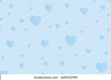 Valentine's Day pattern with cute heart on blue background.
