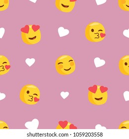 Valentine's day pattern with emojis in love  Ready for printing on textile and other seamless design.