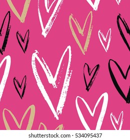 Valentine's day pattern with hand drawn heart