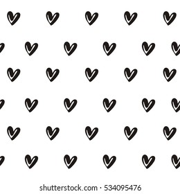 Valentine's day pattern with hand drawn heart