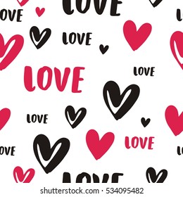 Valentine's day pattern with hand drawn heart