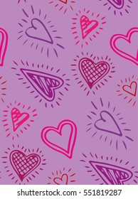 Valentine's day pattern with heart. Fun seamless vintage love heart background in pretty colors. Great for Valentine's Day, wedding, scrapbook, gift wrapping paper, textiles.