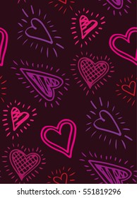 Valentine's day pattern with heart. Fun seamless vintage love heart background in pretty colors. Great for Valentine's Day, wedding, scrapbook, gift wrapping paper, textiles.