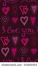 Valentine's day pattern with heart. Fun seamless vintage love heart background in pretty colors. Great for Valentine's Day, wedding, scrapbook, gift wrapping paper, textiles.