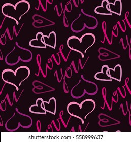 Valentine's day pattern with heart. Fun seamless vintage love heart background in pretty colors. Great for Valentine's Day, wedding, scrapbook, gift wrapping paper, textiles.