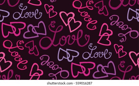 Valentine's day pattern with heart. Fun seamless vintage love heart background in pretty colors. Great for Valentine's Day, wedding, scrapbook, gift wrapping paper, textiles.