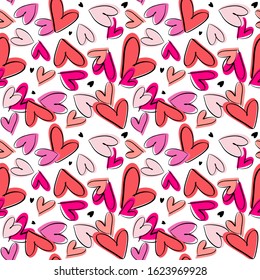 Valentine's day pattern with heart. Romantic concept seamless pattern. Decorative vector love elements on white background.