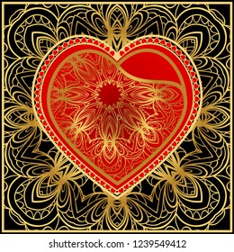 Valentine's day pattern with heart. Template Greeting Card, Invitation Or Posters. Vector Illustration