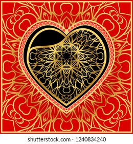 Valentine's day pattern with heart. Template Greeting Card, Invitation Or Posters. Vector Illustration