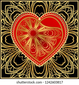Valentine's day pattern with heart. Template Greeting Card, Invitation Or Posters. Vector Illustration