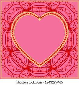 Valentine's day pattern with heart. Template Greeting Card, Invitation Or Posters. Vector Illustration