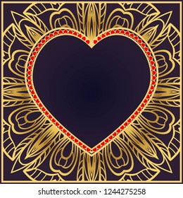 Valentine's day pattern with heart. Template Greeting Card, Invitation Or Posters. Vector Illustration