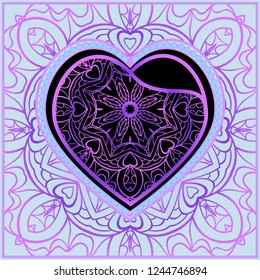 Valentine's day pattern with heart. Template Greeting Card, Invitation Or Posters. Vector Illustration